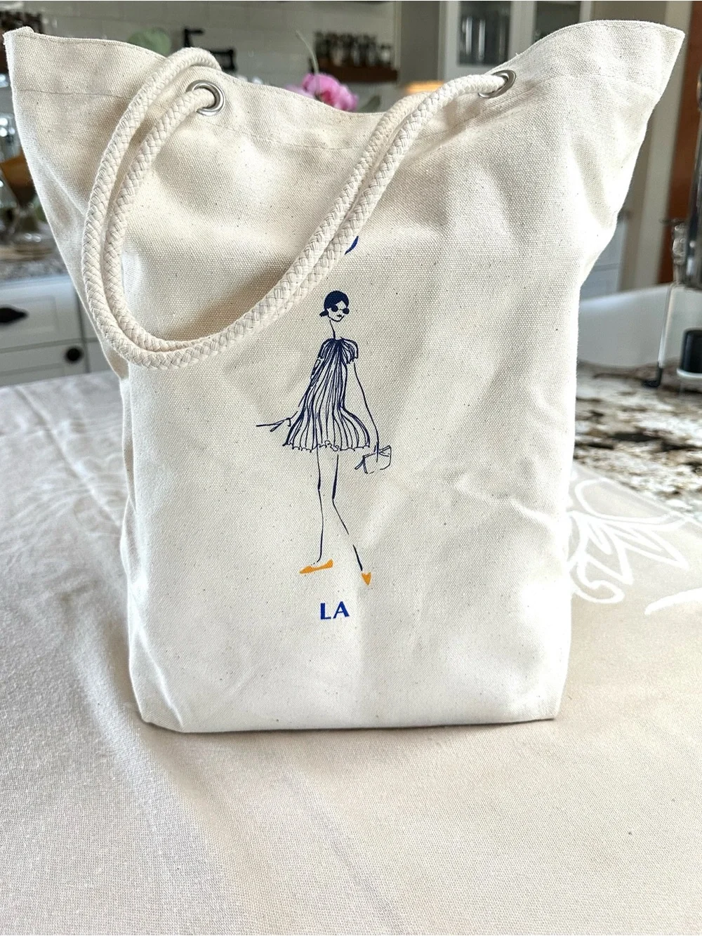 Rothy’s Melrose Los Angeles Canvas Tote Bag Rope Handle Market Shopper Travel